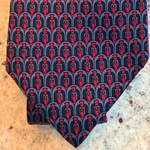 Hermes men’s silk tie made in France 
No. 7308 EA Blue/red design